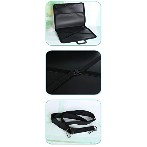 Hubceuo Black Art Portfolio Case Artist Carrying Case Artist Portfolios Case with Shoulder Strap (19X14.7X1.5 Inches)