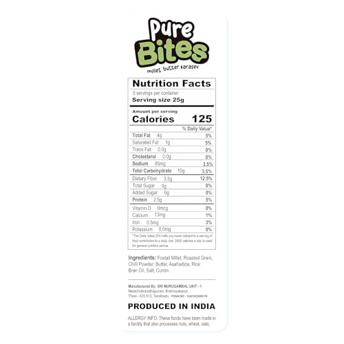 Image of Grami Superfoods Pure Bites Millet Butter Karasev - 125g | Healthy Indian Snacks | Millet Snacks | No Maida | No Preservative | High Protein & Fiber Snack | Low GI | Healthy Namkeen For Kids & Adults | Weight Loss Namkeen | Sugar Free | Diabetic Friendly Namkeen