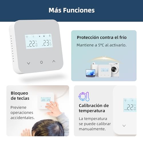 Miniatura 6 de Termostato Wi-Fi Con Batería, Apto Para Calderas De Gas De 2 Hilos. Termostato Programable Diariamente, Controlable A Través De Tuya O Smart Life. Es Compatible Con Google Assistant Y Alexa.