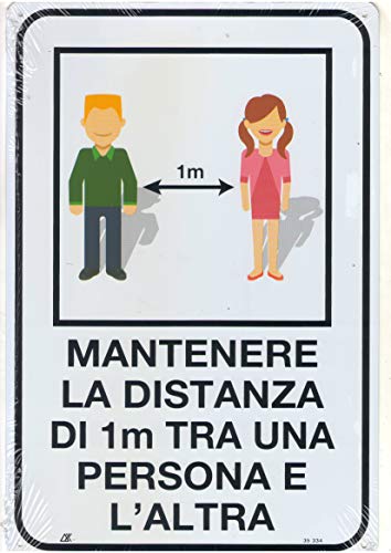 Señal de aluminio: mantener la distancia de 1 m entre una persona y la otra Cover