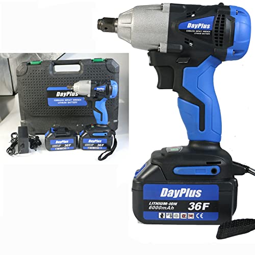 Llave de Impacto, 21V Pistola de Impacto Inalámbrica, Atornillador de Impacto 420Nm con 2x 6,0 Ah Batería, Cargador, 1/2 pulgada, Impacto Eléctrico con 4 Vasos de Impacto Profundo 14, 17, 19, 22 mm Cover