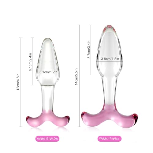 Image of ferch Glass Anal Butt Plug, Crystal Anal Trainer Toys with Long Neck, Anal Expander Training Masturbation, Unisex Anal Plug for Men Women