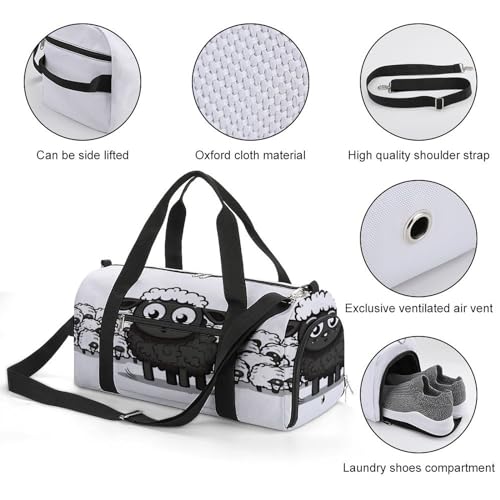 Gym Bag,Cartoon Black White Sheep Gym Duffle Bag,sports Gym Bag,small Fitness Workout Sports Duffle Bag,gym Bag for Women And Men, style3
