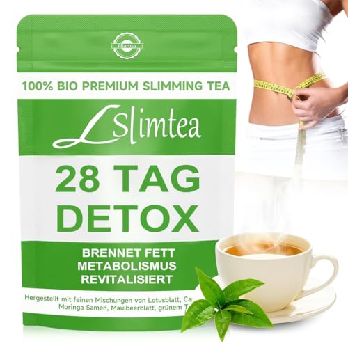 Detox Tee zum Abnehmen & Bauchfett Verbrennen &ndash; 28 Tage Stoffwechsel-Kur mit Lotusblatt, Moringa & Gr&uuml;ntee &ndash; Nat&uuml;rlicher Fettverbrenner, Vegan & Allergenfrei, Gegen Bl&auml;hbauch,gr&uuml;ne helfer