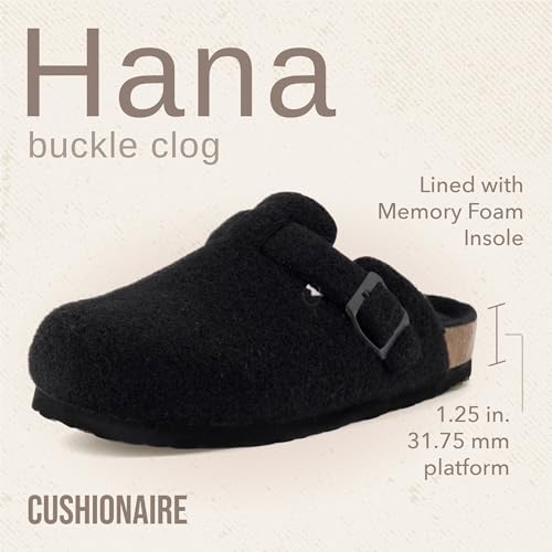 Image of CUSHIONAIRE Hana Womens Clogs | Comfortable Vegan Suede Clogs for Women | Slip On Potato Shoes with Cork Footbed & Arch Support | Memory Foam, Wide Widths Available