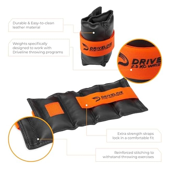 Driveline Baseball Leather Wrist Weight 2-Pack (2.5 kg or 5 kg) Premium Weights for Arm Strength and Pitching Mechanics Training