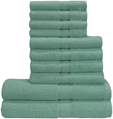 Casabella 10 Piece Luxury Soft Towel Bale Set Face Hand Bath Bathroom Towels_Red_10 Pieces