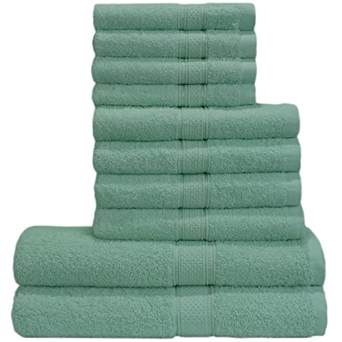 Casabella 10-teiliges luxuriöses weiches Handtuch-Set mit Gesichts-Handtuch, Badetücher (10 Stück, Sea Foam) Cover