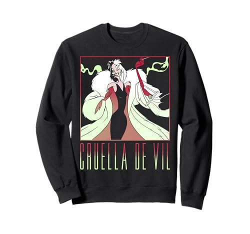Sweat Cruella De Vil imprimé box portrait pull coton col rond confortable