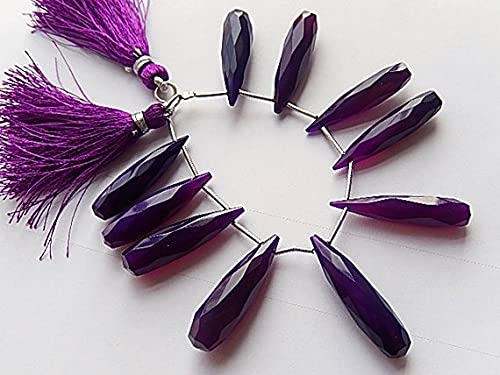 Calcédoine violette en lot de 10 perles gouttes facettées pour créer un cadeau artisanal