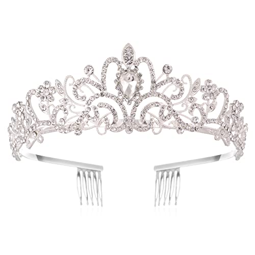Bridal Tiara Kristall Strass Tiara Krone mit Kamm, Kristall Haarband Krone Tiara Haarspange Frauen für Hochzeit, Strass Brautkrone für Party Dekoration Cover