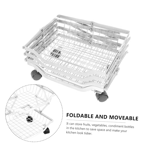 NOLITOY Cesta De Vegetais Azul De Frutas Dobrada 1 Peça Com Rodízio Suporte De Revista Chuveiro Com