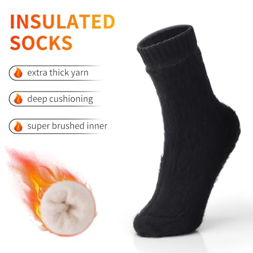 Image of ICEIVY Thermal Slipper Socks, Thick Grip Hospital Plush Slipper Grip Socks Women Winter Soft Warm Cozy Socks 4 Pairs
