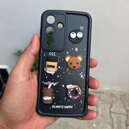 Image of Outlouders Back Cover for Samsung Galaxy S24 5G | 3D Cartoon Cute Fun Bear | Silicone Full Body Protection Bumper Case (Black)