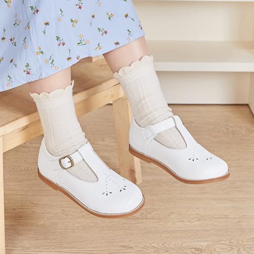Image of GINFIVE Toddler Girls Dress Shoes Little Kids Flats School Mary Janes Shoes