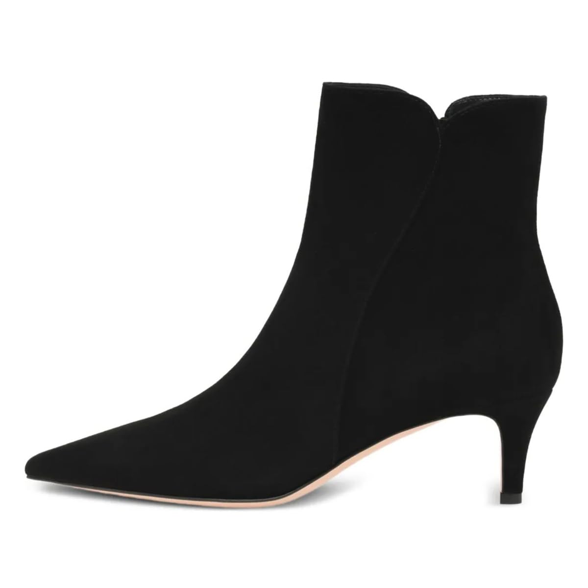 YDN Women Dressy Kitten Low Heel Ankle Boots Pointed Toe Booties Shoes with Zips Size 4-16 US