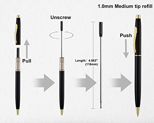 Chaoq Ballpoint Pens (6Pcs), Black Ink Medium Point 1.0 Mm Gold Clip Ballpoint Pen, For Gift Pen, School, Business, Office, Women&Men - Black #TOP5