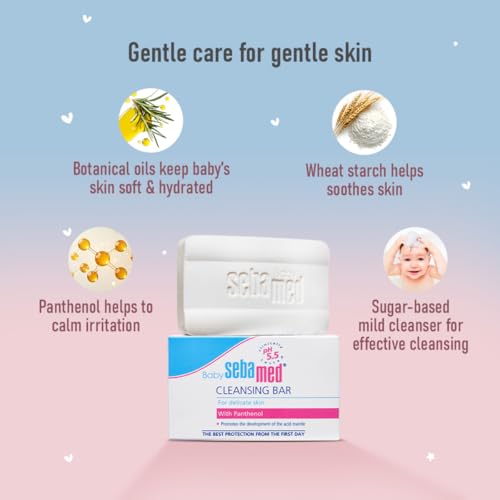 Image of Sebamed Baby Cleansing Bar|pH 5.5 |Newborn bathing|Soap Free|Tear Free|150 gm