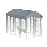 MDHAO 8' x 4' Dog Kennel Cover 600D Heavy Duty Waterproof Replaceable Dog Kennel Top Cover - Gray (Top Cover Included Only)
