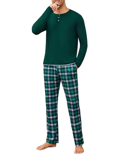Pyjama homme hiver contre le froid nocturne avec bas à carreaux