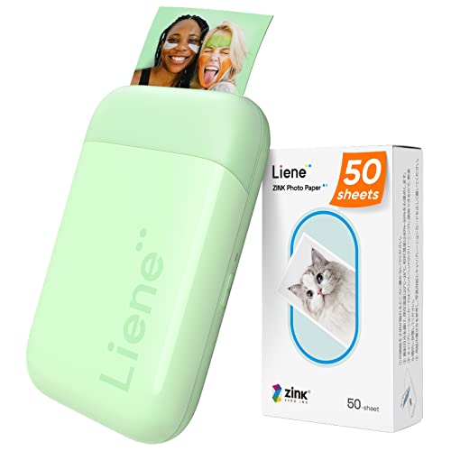 Liene Photo Printer, 2X3” Mini Portable Instant Photo Printer Bundle W/ 50 Zink Adhesive Paper, Bluetooth 5.0, Compatible W/Ios & Android, Small Picture Printer For Iphone, Smartphone, Green #TOP9