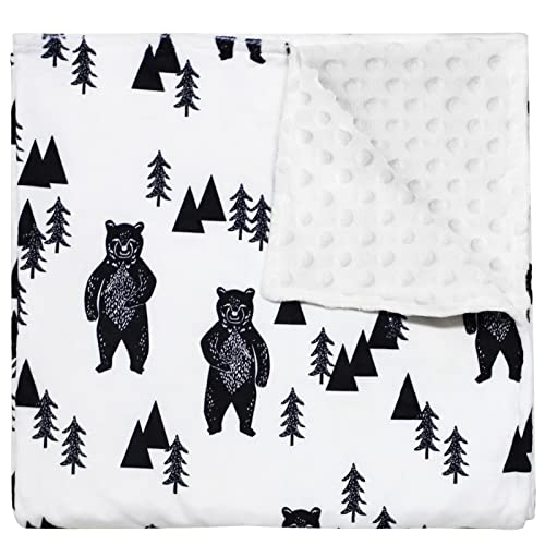 Image of TANOFAR Bear Baby Blankets, Minky Toddler Blanket for Boys Girls, Dotted Backing, Double Layer, Crib Receiving Blanket, for Nursery/Stroller/Toddler Bed/Carseat, 30 x 40 Inch