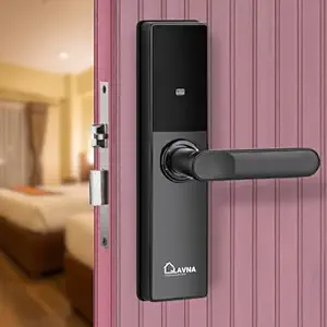 LAVNA Zinc Alloy And Stainless Steel Hotel Digital Door Lock With Rfid Card And Manual Key Access For Hotel|Resort|Pg Room Doors Support Mobile App(Lh300)(Black)