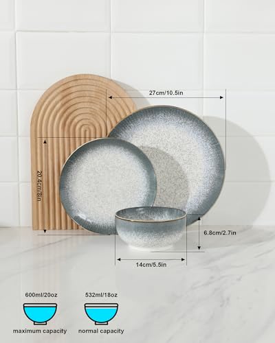Sweejar Dinnerware Set for 4 12 Piece Porcelain Plates and Bowls - Image 3