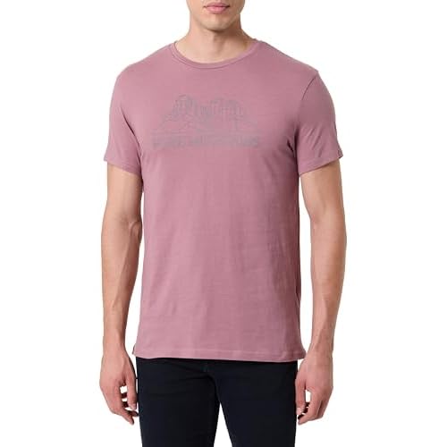 JEEP J Man T-Shirt Move Mountains Large Print J24s Camiseta DE Manga Corta, Color Malva, M para Hombre