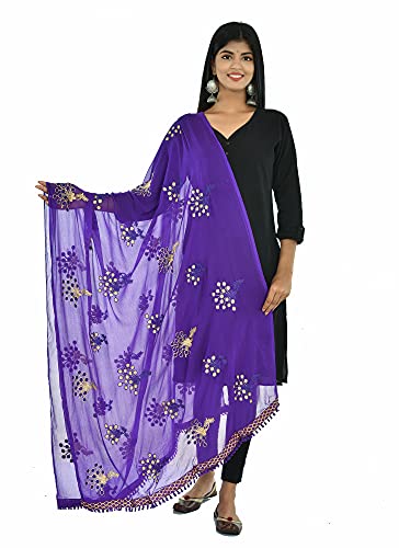 Image of YOUTHQUAKE Heavy Embroidered Work Chiffon Dupatta for Womens & Girls With Fancy Lace