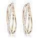 Gemini Women Jewerly 18K Yellow Gold Big Round Hoop Swarovski Crystal Pierce Earring Sz 5cm Yellow Gold