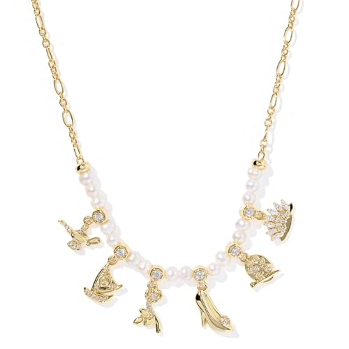 Kendra Scott Disney Princess Charm Strand Necklace in White Mix, 14k Gold-Plated Brass, Fashion Jewelry for Women