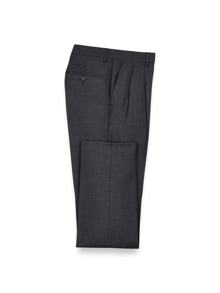 Paul Fredrick Mens Wool Gabardine Pleated Pants