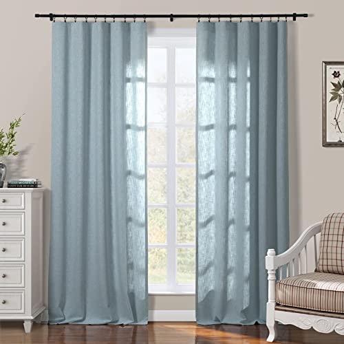 ChadMade Natrual Cotton Curtain Pravicy Protecting Drapery for Bedroom Kids' Room Traverse Rod Versatile Rod Pocket Hook Belt Back Tab 50Wx96L, 1 Panel, Sea Angel, Sarai Collection