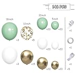 Sage Green White Gold Balloon Garland Arch Kit, 146Pcs Latex Balloons Different Sizes 18 12 10 5 Inch for Birthday Baby Shower Gender Reveal Wedding Party Decoration - Image 2