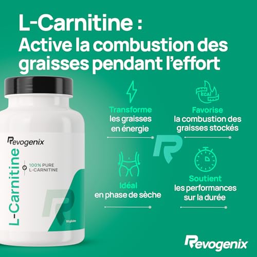 L-Carnitine Tartrate | Energie, Sèche et Récupération | Brûleur de Graisse | Pre-Workout sans Caféine, Créatine | Performances et Développement Musculaire | Doping Free | 90 Gélules Vegan | Revogenix – Image 3
