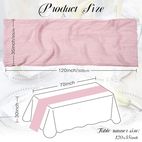 Leetaltree TABLE RUNNER 35X120 Inch Boho Rustic Cheese Cloth Table Runner, Decorative Table Runners For Bridal Baby Shower Decorations Or Wedding Table Decorations thumb #5