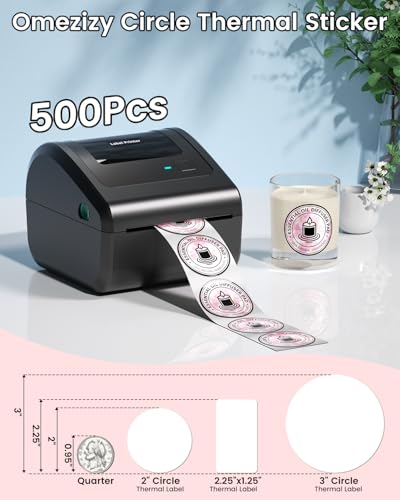 Image of Bluetooth Shipping Label Printer with 3 Roll Labels & 2'' Circle Thermal Labels, D450BT Thermal Label Printer 4x6 for Small Business, Shipping Packages, Office, Home