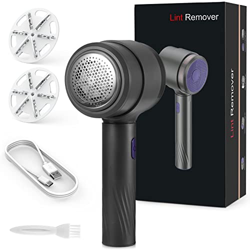 Kaskawise Elektrisch Fusselentferner, Fusselrasierer für Verschiedene Stoffe, USB Aufladbare Fusselfräse, mit 2 Ersatzrasierklinge Cover