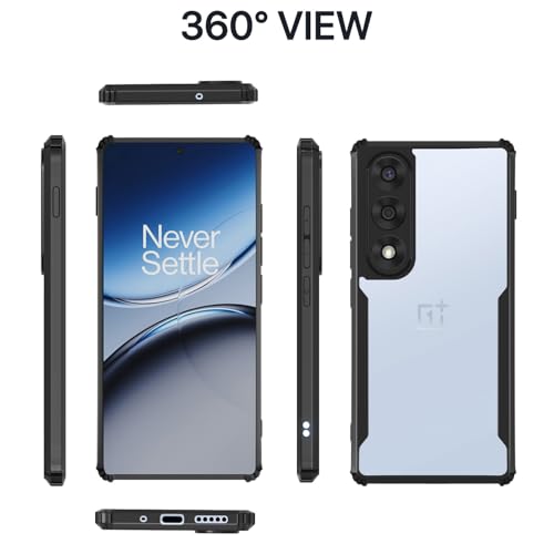 Image of Pikkme Back Cover for Oneplus Nord 5 5G | Ultra Hyrbid | Full Camera Protection | Raised Edge | Crystal Clear Transparent Bumper Case (Black)