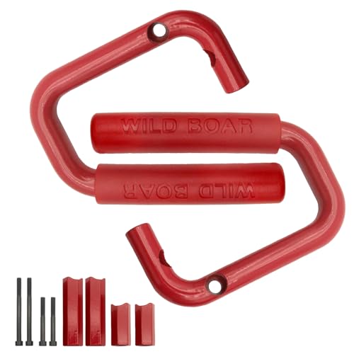 JINCHEN Front Grab Handles, Aluminum Alloy with Non-Slip Rubber Grip Grab Fit for 2007-2017 Jeep Wrangler JK JKU Sport Rubicon Sahara 2/4 Door (Red)