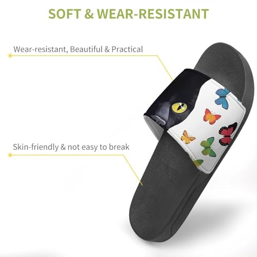 Black Cat Butterfly Non Slip Slides Sandals for Women Men Quick Drying Shower Shoes for Bathroom Pool Beach3