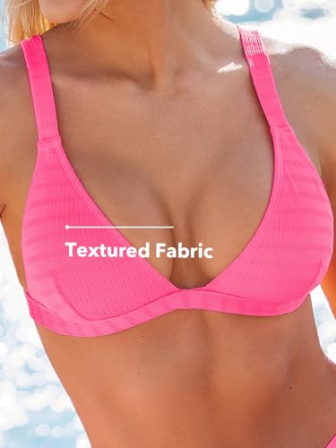 CUPSHE Women's Bikini Sets Two Piece Swimsuit Adjustable Straps V Neck Low Rise Textured Cheeky Bottom3