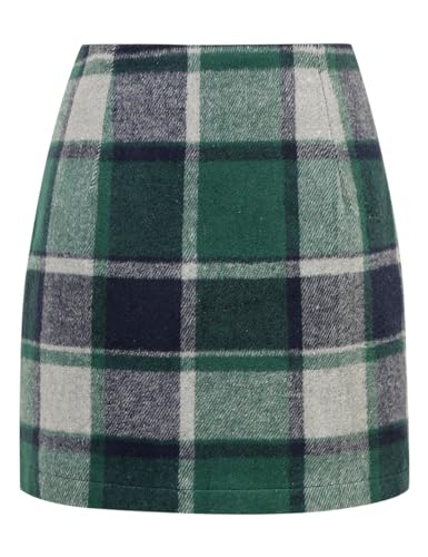 Image of IDEALSANXUN Womens High Waist Plaid Skirt Bodycon Pencil Wool Mini Skirts