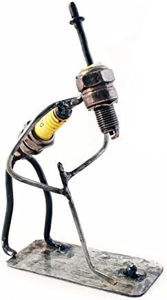 Swahili African Modern Putting Golfer Recycled Spark Plug Metal Sculpture