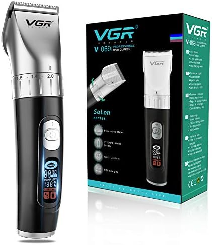 VGR Hair Clippers, Professional Hair Cutting Kit for Men, USB Cord/Cordless Rechargeable Hair Trimmer Set with LED Display, Model V-069
