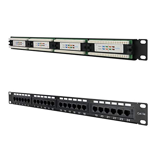 NanoCable 10.21.2124 - Panel de parcheo de 24 puertos RJ45 Cat.5E UTP,...