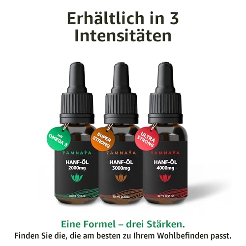 YamnaYa – Premium Hanföl 40% | Kaltgepresst & Vegan | Naturrein & Ohne Zusatzstoffe | Streng Laborgeprüft | In der EU Hergestellt