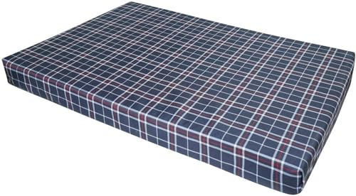 zumzams Versatile Dog Bed Multi Use Waterproof Zipper Cover, Orthopedic Support, Washable & Removable, Customizable Size, Easy to Clean Navy Check Blue (XXL 120cm X 75cm X 5cm)