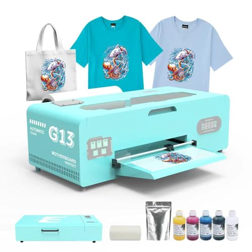 ZREVSB A3 R1390 DTF Printer Bundle with Roll Feeder, White Ink Circulation System, Auto Cleaning, Multi-Material Compatible for Custom Garment and T-Shirt Printing, White, Desktop, 28x23.6x15 Inches